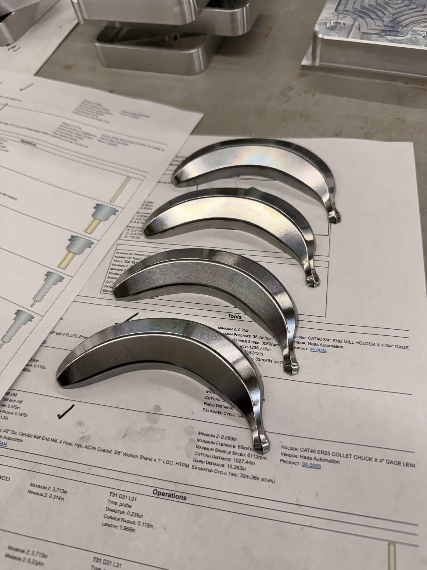 Finished parts delivered on their drawings