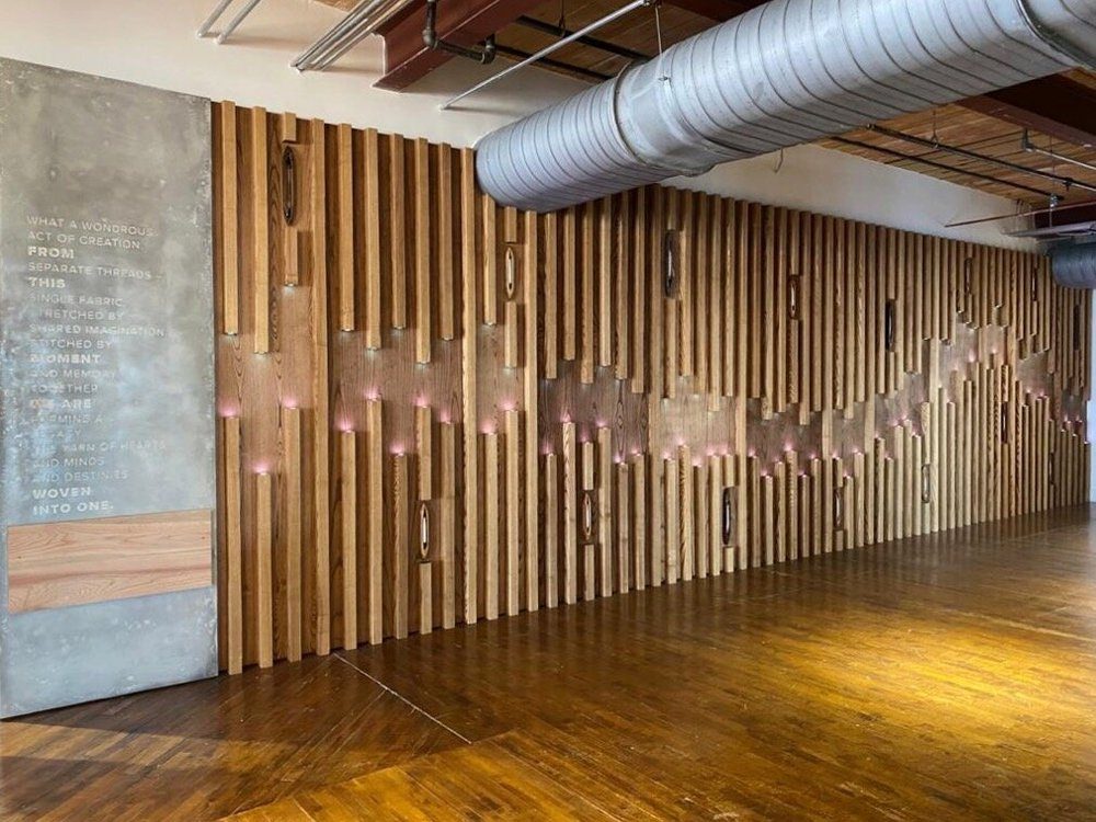 Sculpted slat feature wall, commercial